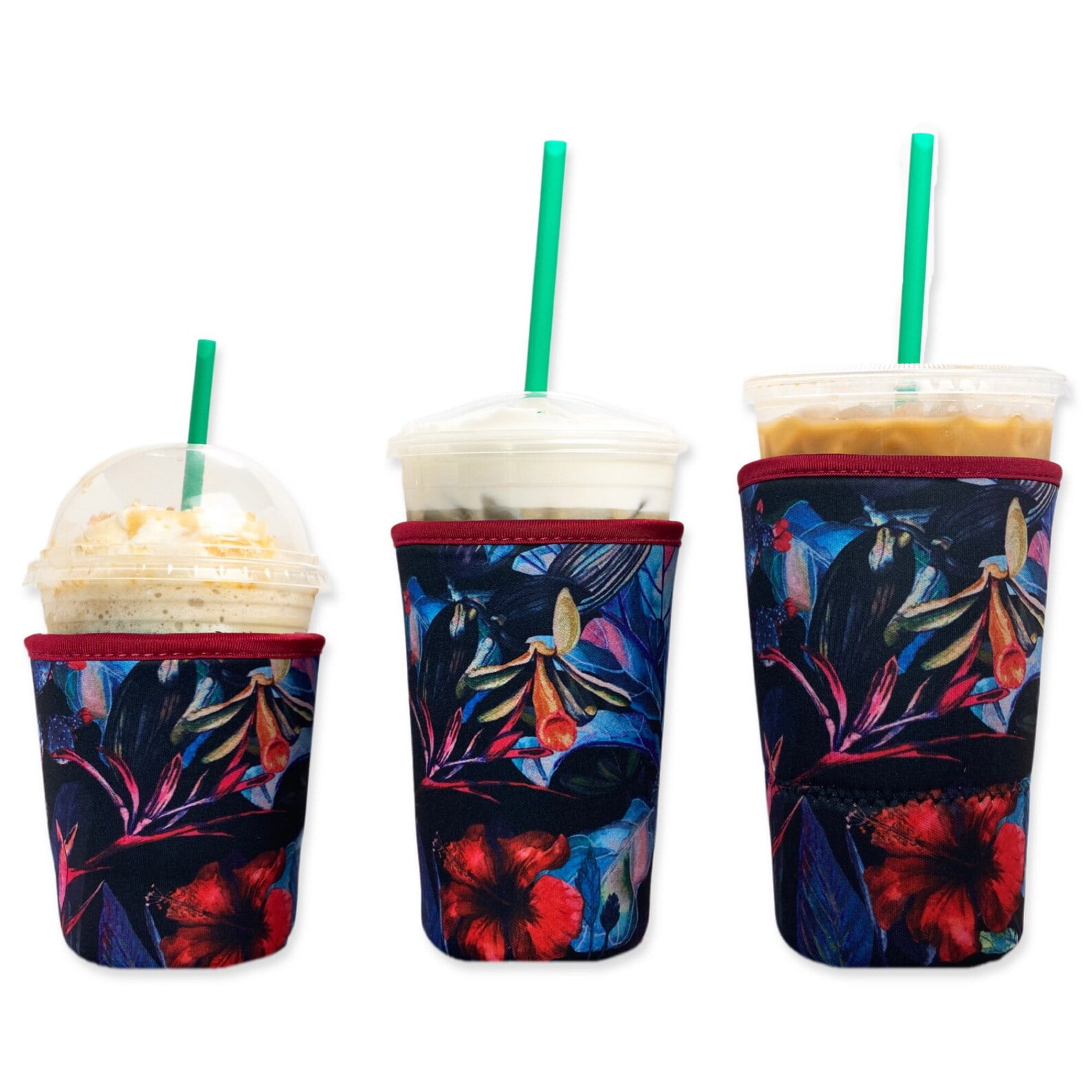 3-Pack (16-32oz) Reusable Neoprene Insulator Sleeve for Iced Coffee or ...