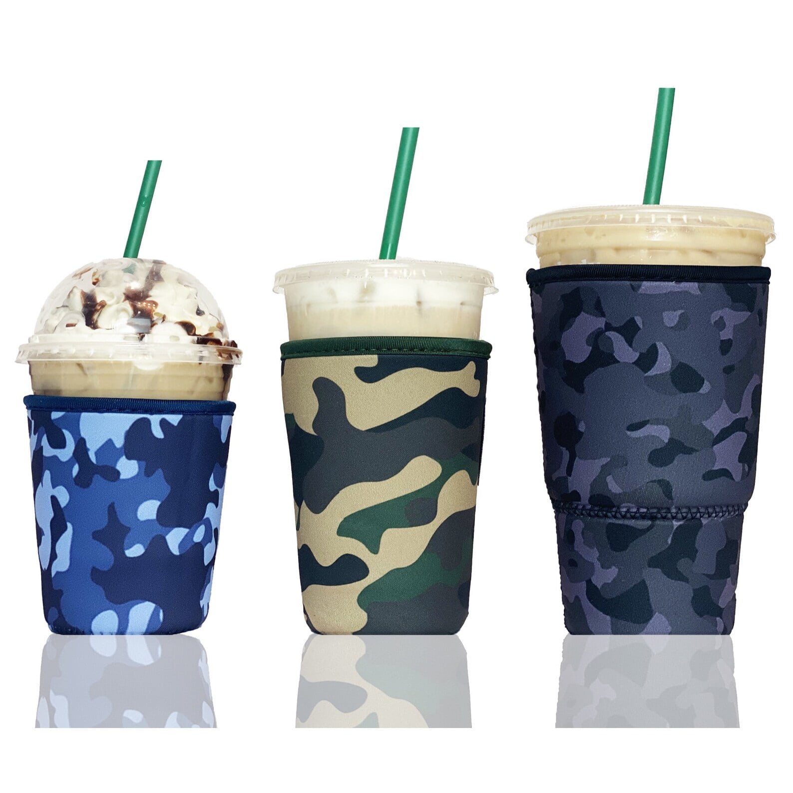 3-Pack (16-32oz) Reusable Neoprene Insulator Sleeve for Iced Coffee or ...