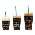 thumbnail image 1 of 3-Pack (16-32oz) Reusable Neoprene Insulator Sleeve for Iced Coffee or Cold Beverage Cups (Coffee Quote Mix), 1 of 9