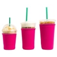 thumbnail image 1 of 3-Pack (16-32oz) Reusable Neoprene Insulator Sleeve for Iced Coffee or Cold Beverage Cups (Pink Smooth), 1 of 1