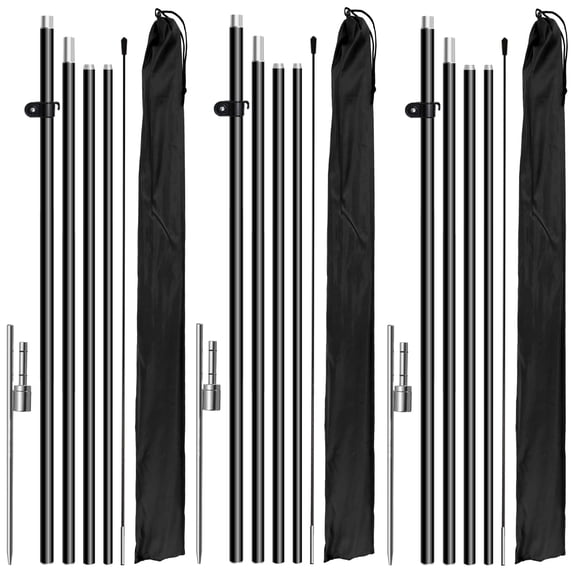 3 Pack 16.4FT Feather Flag Pole Kit, Swooper Flag Poles with Rotating Ground Stake, Banner Flag Pole for Custom Business Advertising Feather Flags (Flag Not Included)