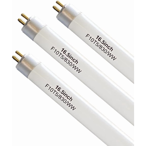 3 Pack 16" F10T5/830/L Fluorescent Light Bulb Replacement for Jasco Philips Linear T5 10W 3000K Warm White Bulbs G5 Miniature Bipin Base