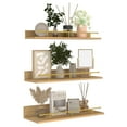 thumbnail image 1 of 3 Pack 16 Inch Floating Wall Shelves with Gold Metal Guardrail, Wall Mounted Shelf for Bedroom Bathroom Kitchen Living Room, Different Sizes, 1 of 6