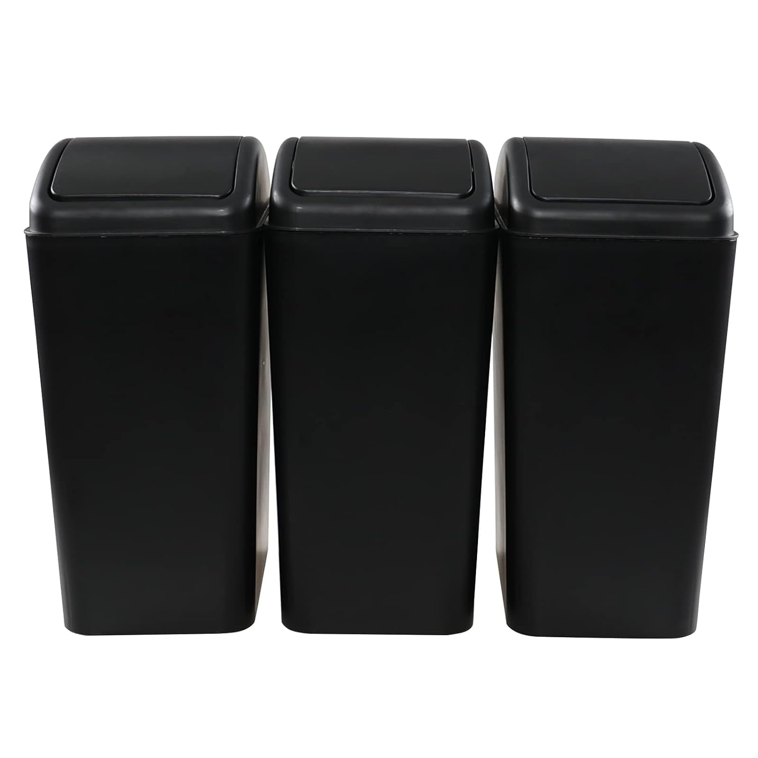 3 Pack 16 L Kitchen Garbage Can with Swing Lid, Slim Plastic Trash Can