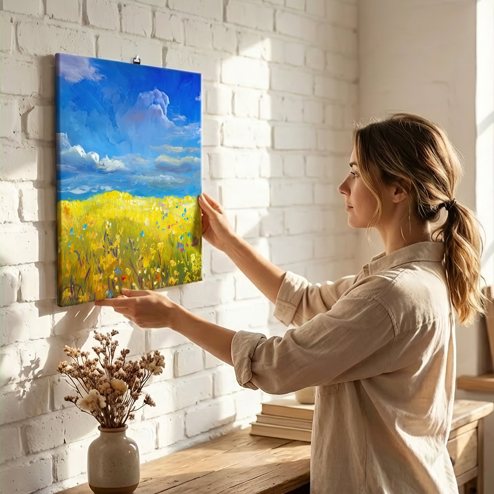 3 Pack 16 x 20 Inches DIY Canvas Stretcher Bar Canvas Frame Wood Frame Kit Easy to Assemble for Oil Painting Decorative Artwork Digital Painting