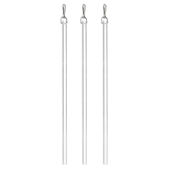 3 Pack 17"Clear Curtain Pull Rod, Acrylic Blind Wand Replacement Part with Hook, Window Blind Tilt Wand