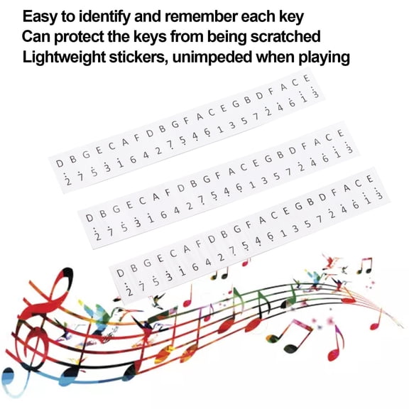 3 Pack 17-Key Thumb Piano Note Stickers - Paper Musical Key Labels for Kalimba Practice & Protection 3Pcs