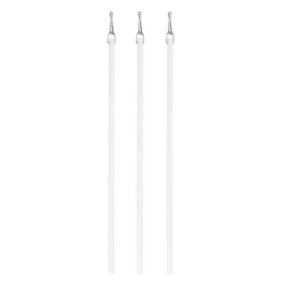3 Pack 17"White Curtain Pull Rod, Fiberglass Blind Wand Replacement Part with Hook, Window Blind Tilt Wand