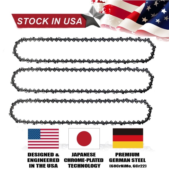 3 Pack 18 Inch Chainsaw Chain 62 Drive Links 3/8" LP Pitch .050" Gauge Fits POULAN : Micro 25 XX Series, Micro 25 XXV Series, P3314, P3816, PATRIOT 1900,Super Micro 25 XX(V) Series and more