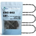 thumbnail image 1 of 3-Pack 18-inch Semi Chisel Saw Chain for Poulan Wild Thing Chainsaw - (18 inch, 3/8" Low Profile Pitch, 0.050" Gauge, 62 Drive Links, S62), 1 of 8