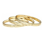 YEIDID INTERNATIONAL 3 Pack 18Kt Gold Plated Diamond Cut Bangle Set