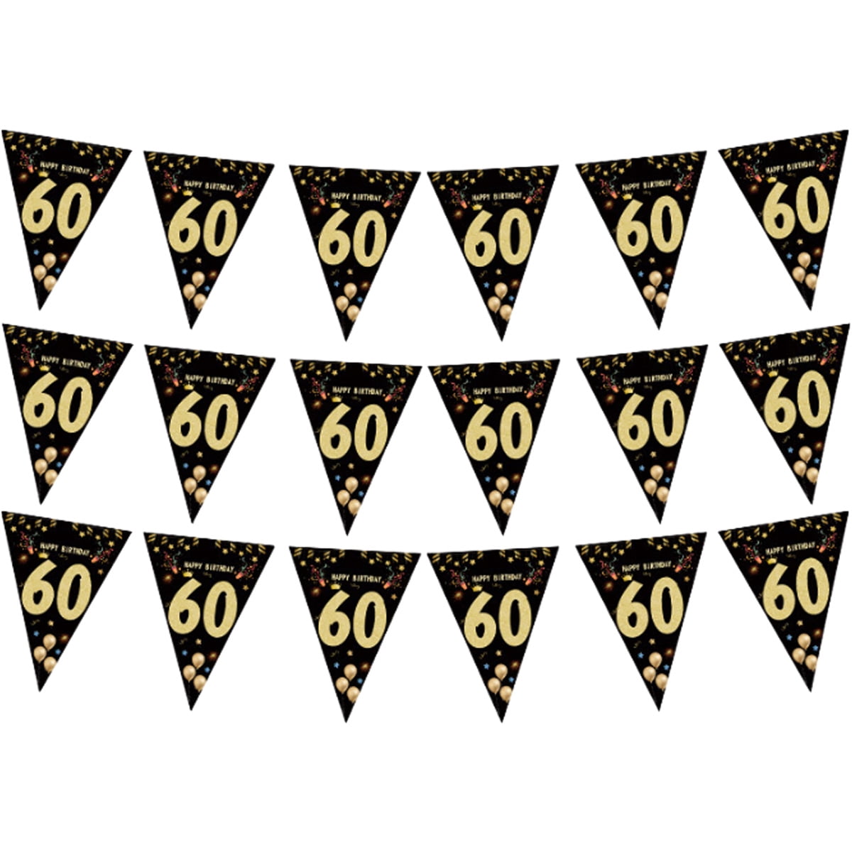 3 Pack 18th/30th/40th/50th/60th Birthday or Wedding Anniversary Party Decorations Pennant Banner, Black Golden Banner Triangle Flagstyle:style5;