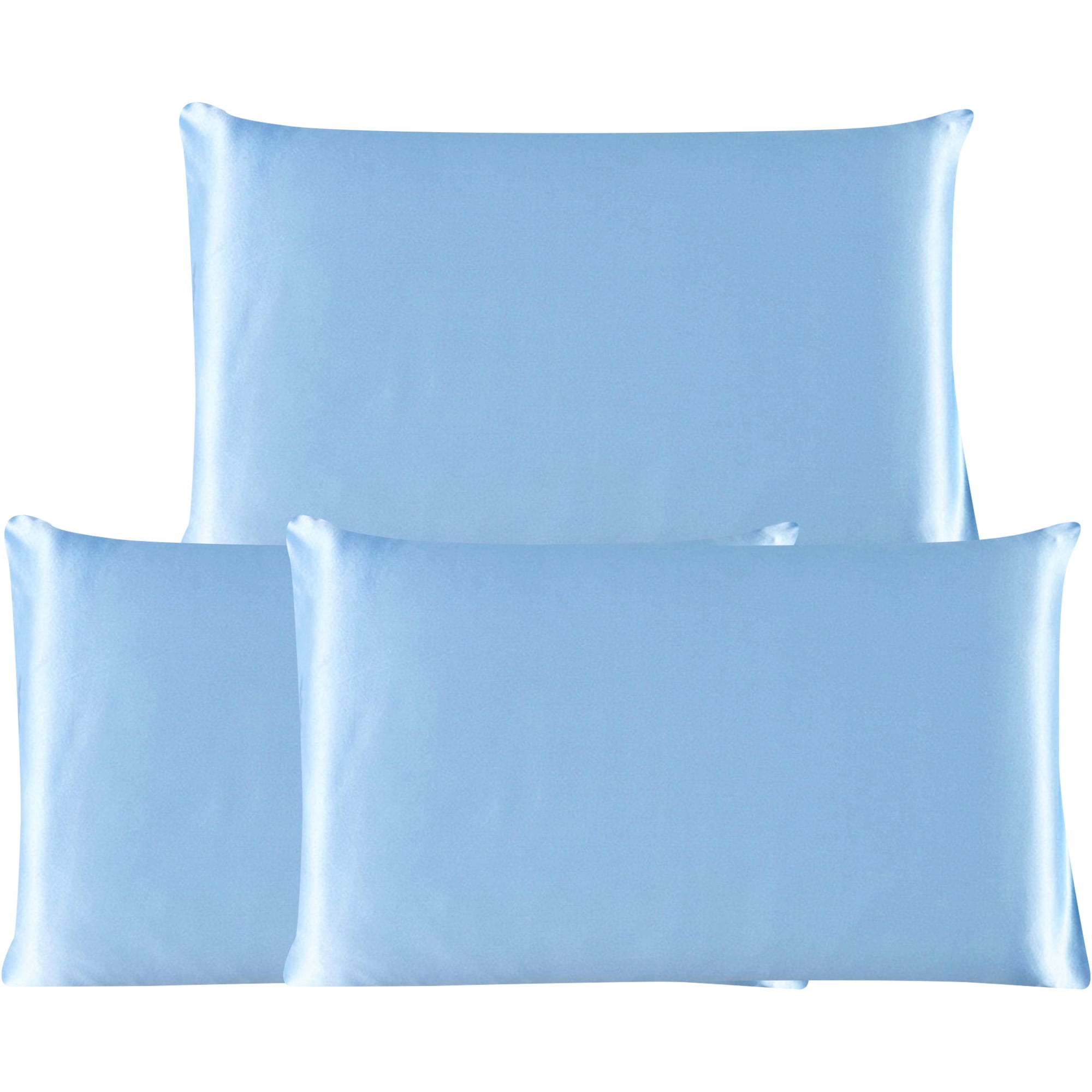 3 Pack 19 Momme Smooth Mulberry Silk Pillow Case Cover, King, Cyan Blue