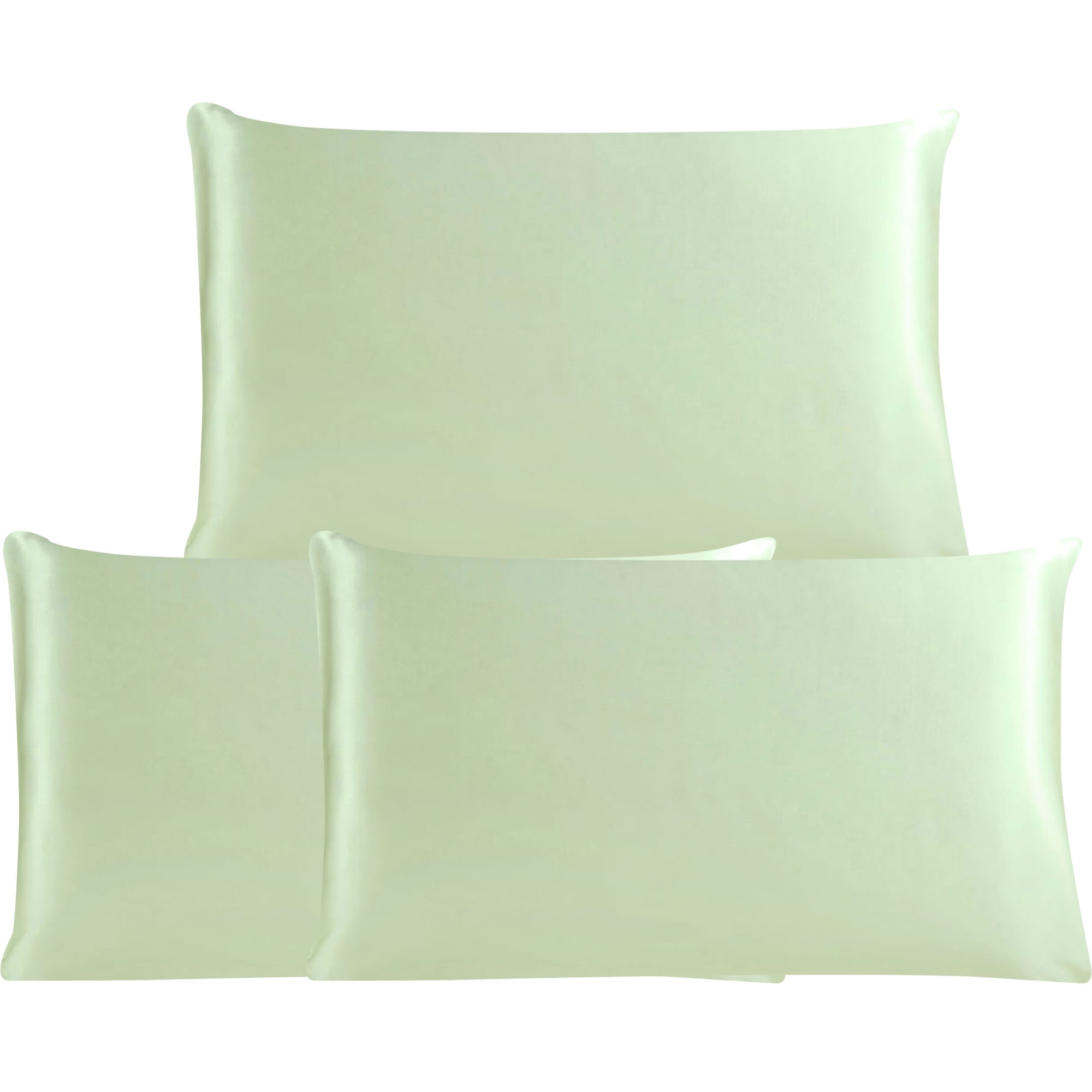 3 Pack 19 Momme Smooth Mulberry Silk Pillow Case Cover, King, Green