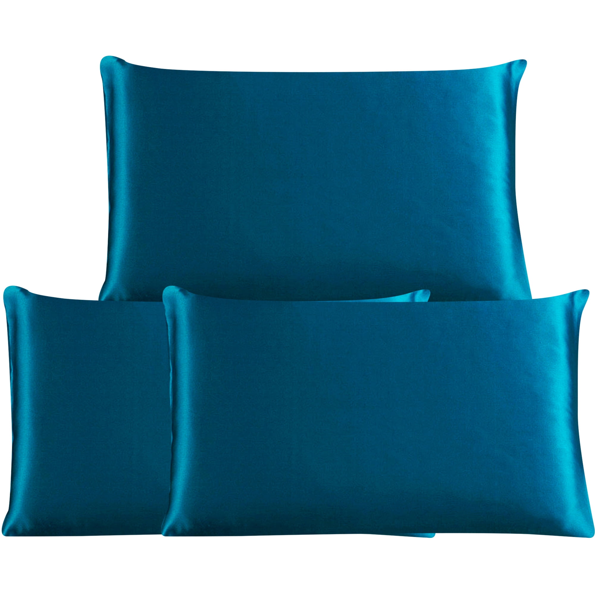 3 Pack 19 Momme Smooth Mulberry Silk Pillow Case Cover, King, Peacock Blue