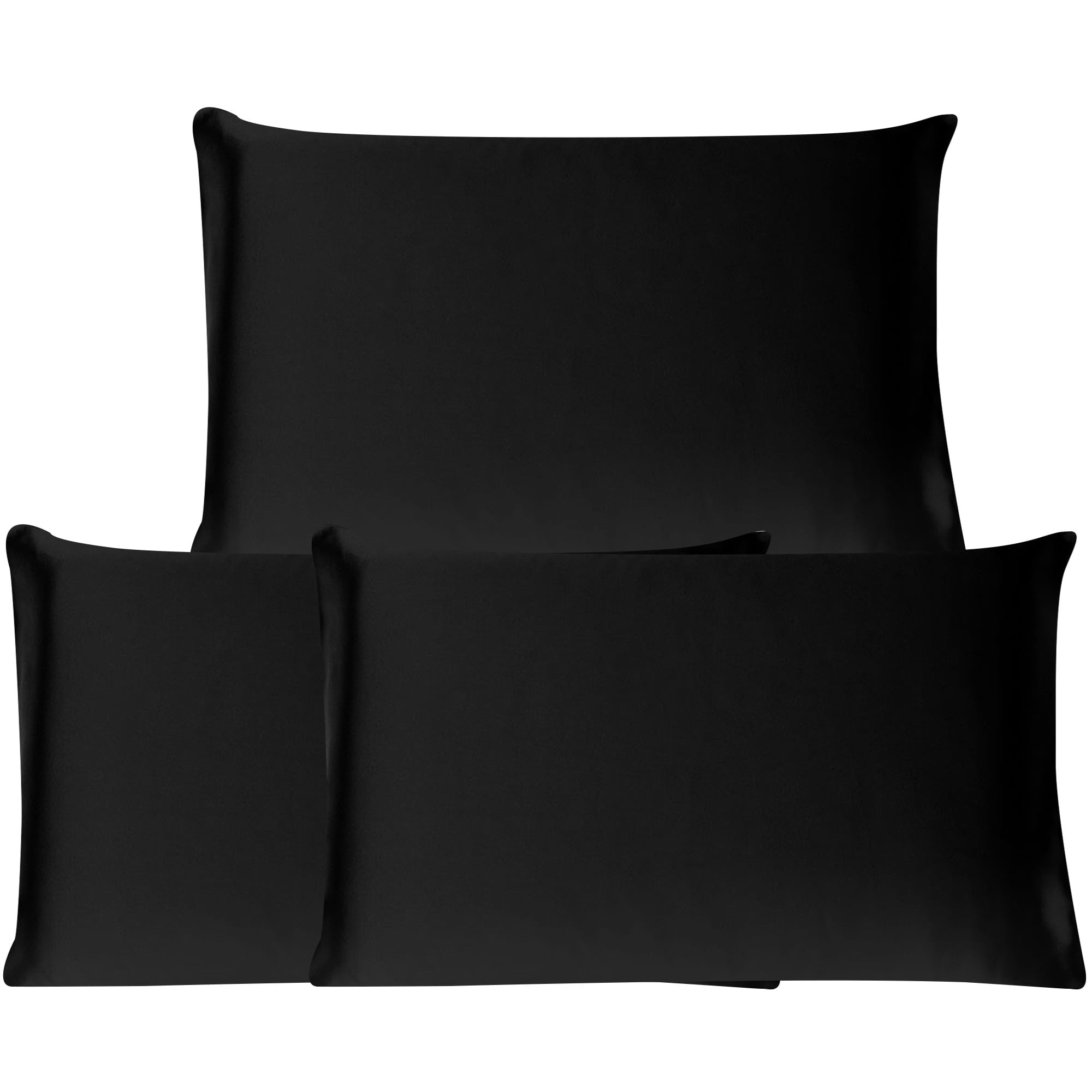 3 Pack 19 Momme Smooth Mulberry Silk Pillow Case Cover, Queen, Black