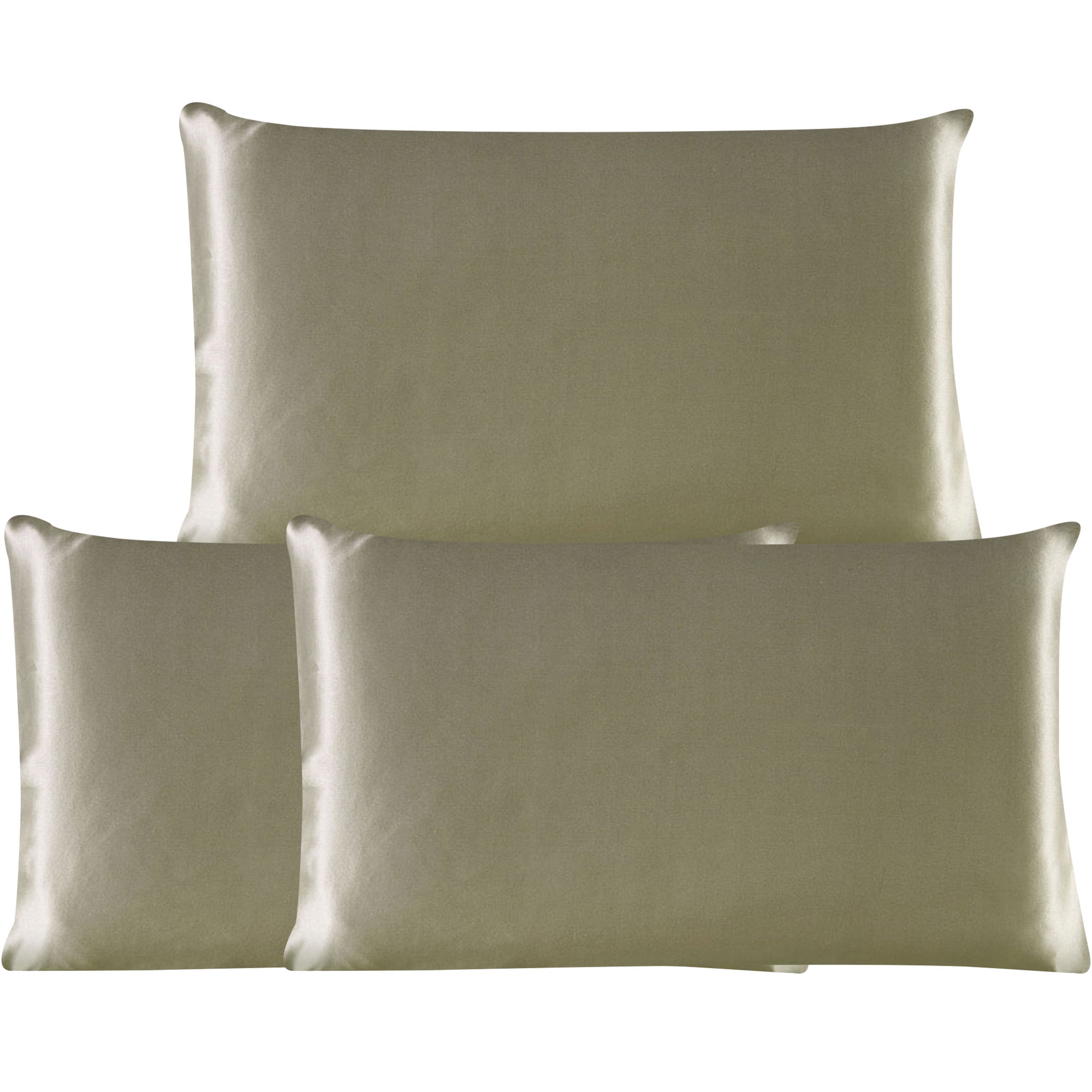 3 Pack 19 Momme Smooth Mulberry Silk Pillow Case Cover, Queen, Light Brown