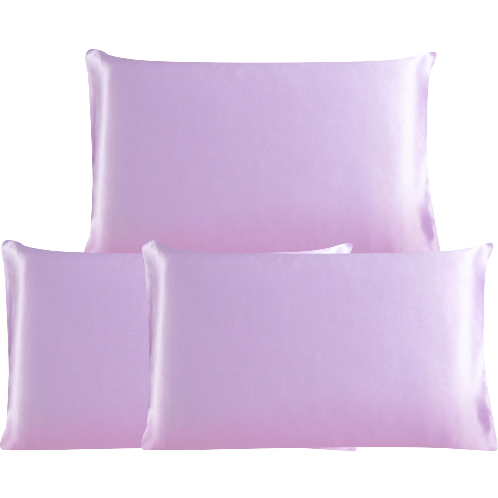 3 Pack 19 Momme Smooth Mulberry Silk Pillow Case Cover, Queen, Light Purple