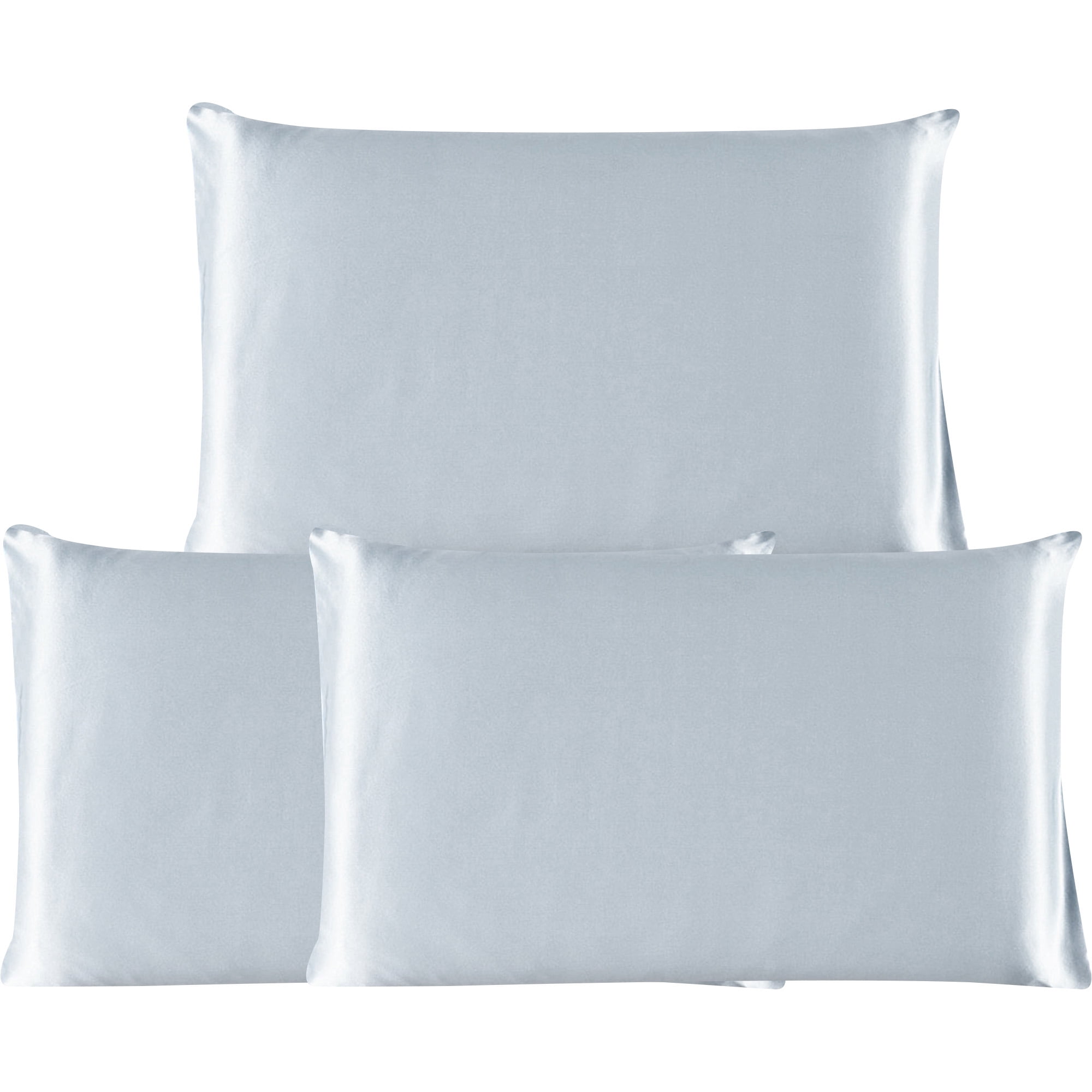 3 Pack 19 Momme Smooth Mulberry Silk Pillow Case Cover, Queen, Silver Gray