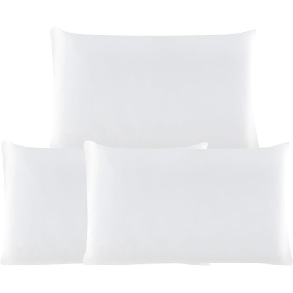 3 Pack 19 Momme Smooth Mulberry Silk Pillow Case Cover, Queen, Snow White