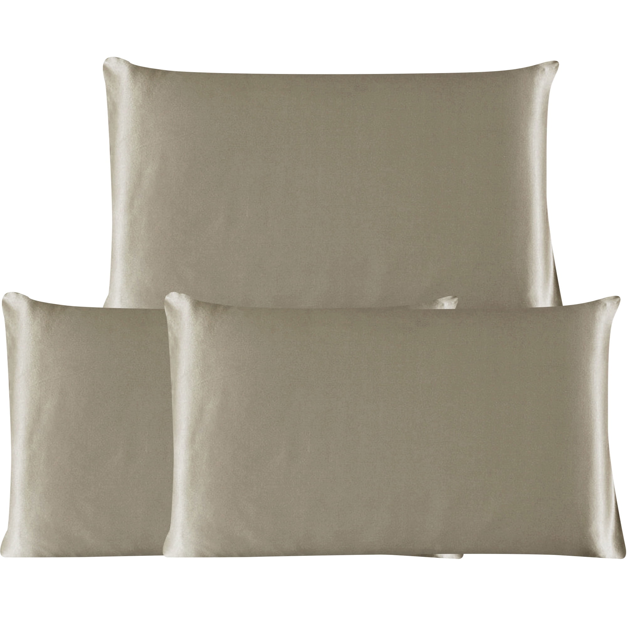 3 Pack 19 Momme Smooth Mulberry Silk Pillow Case Cover, Standard, Light Brown
