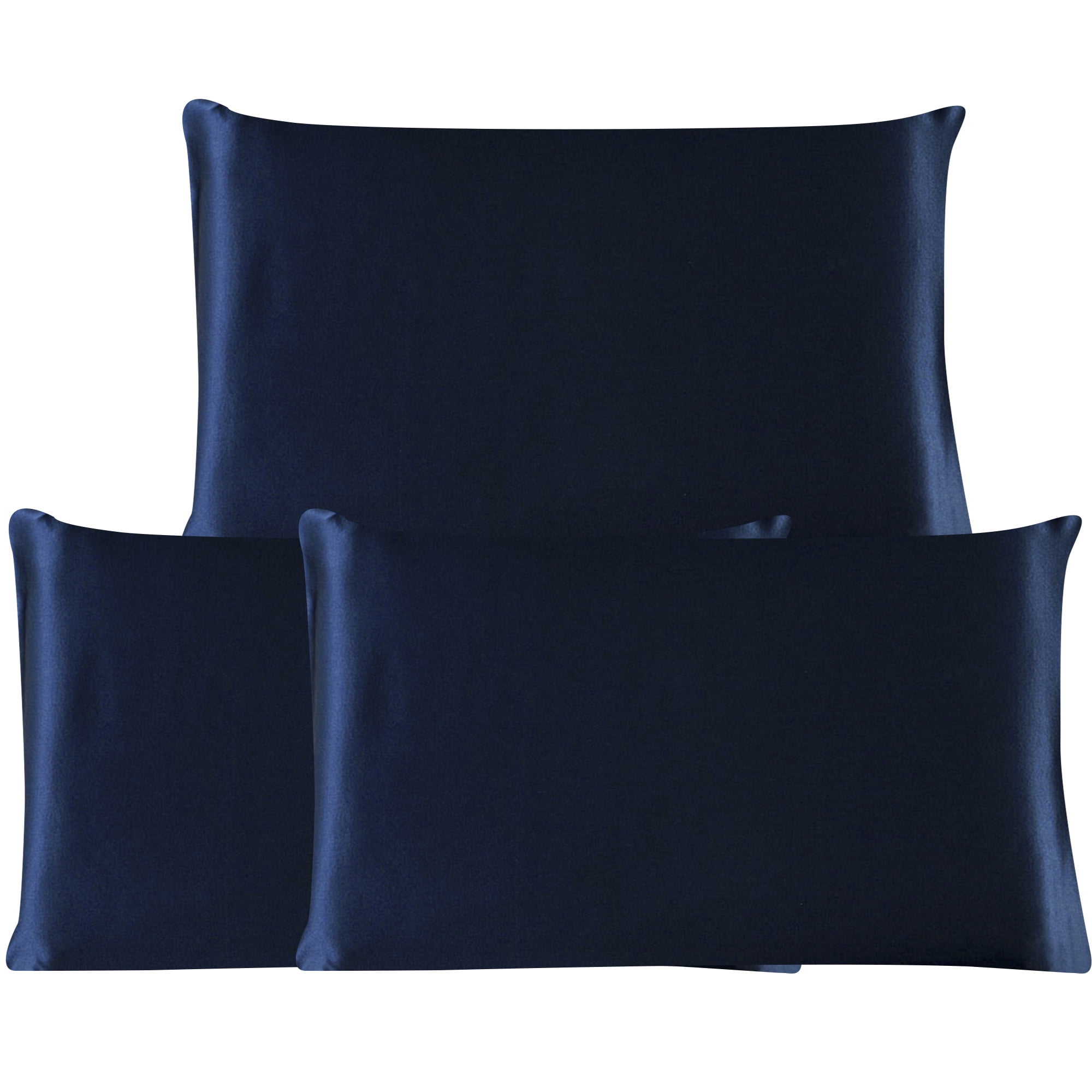 3 Pack 19 Momme Smooth Mulberry Silk Pillow Case Cover, Standard, Navy Blue
