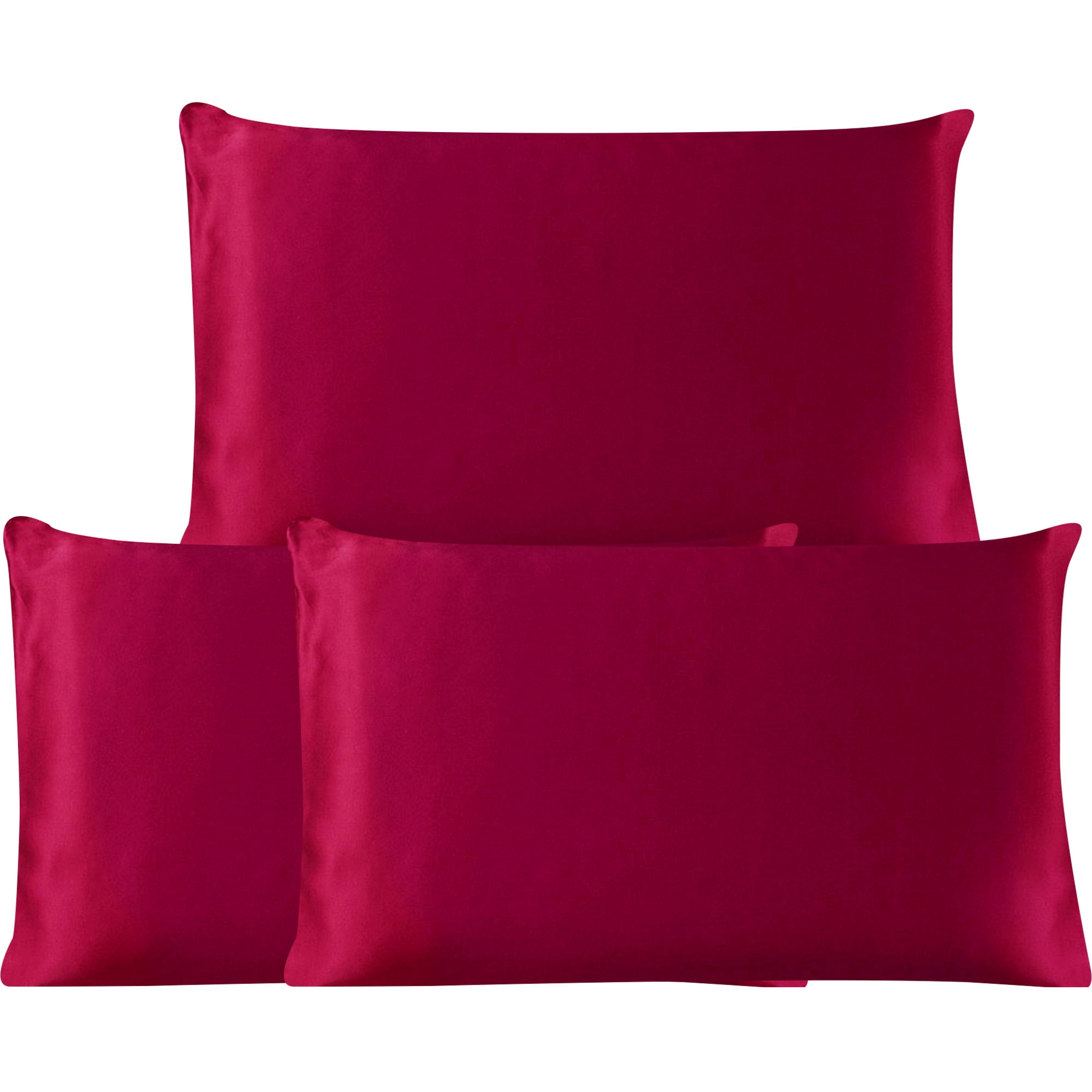 3 Pack 19 Momme Smooth Mulberry Silk Pillow Case Cover, Travel, Burgundy