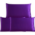 thumbnail image 1 of 3 Pack 19 Momme Smooth Mulberry Silk Pillow Case Cover, Travel, Purple, 1 of 8
