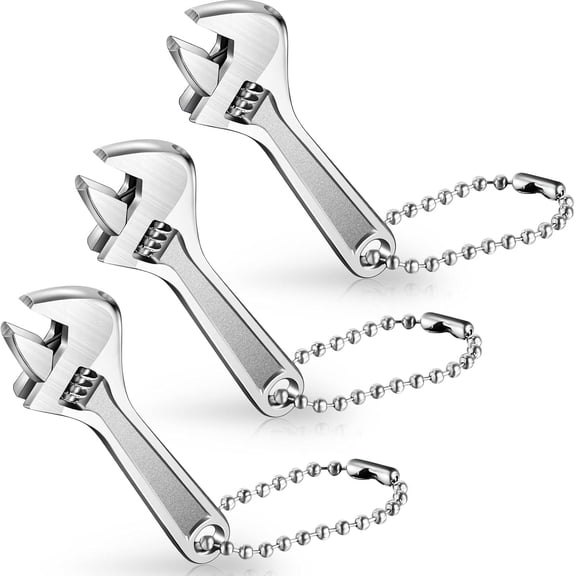 3 Pack 2.5 Inch Adjustable Spanner Mini Nut Wrench Shifting Spanner Wrench Small Adjustable Wrenchs with Chain Hand Knurl Tool for Repair Maintenance Automotive
