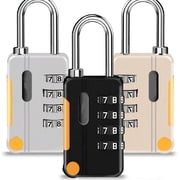 3 Pack 2.6 Inch Long Shackle Combination Lock,4 Digit Resettable Sport Padlock,Multifunctional Outdoor Waterproof Password Padlock for Gym,Fence,Staff Locker