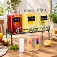 3-Pack 2 Gallon Beverage Dispensers with Stand, Stainless Steel Spout ...