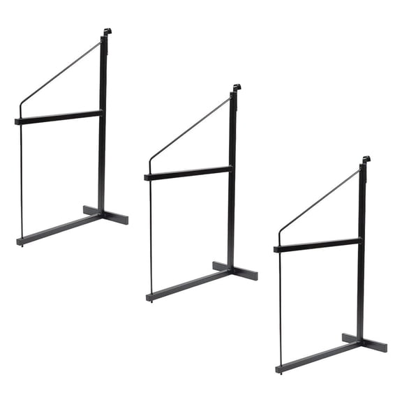 3 Pack 2 Tier Shipping Container Shelving Bracket with Hooks - 35-1/2"x24", 550 lbs WLL - Black Powder Coated Steel for Heavy Duty Trailer Containers - Easy to Assemble & Remove