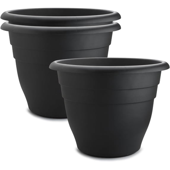 3 Pack 20 Inch Large Plant Pots for Outdoor,Heavy Duty Extra Large Deep Garden Planter with Drainage Holes,Sturdy Textured Black Flower Pot for Trees,Shrubs,Patio,Lawn