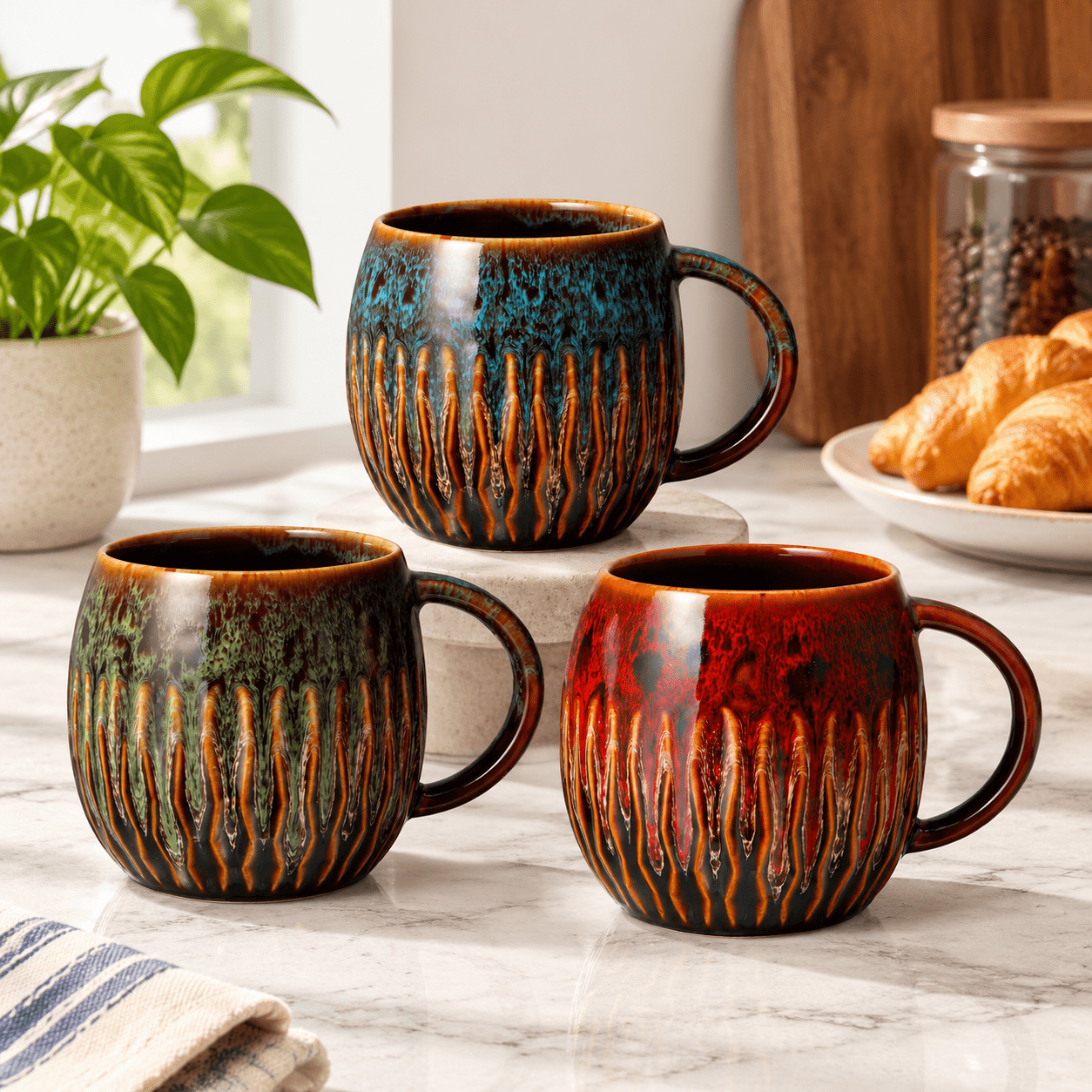 3 Pack 20 Oz Ceramic Coffee Mugs Large Tea Cups With Handle Novelty ...