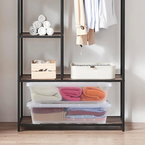 3-Pack 20 Quart Plastic Wheeled Latching Storage Boxes, Stackable Underbed Organizer Bins with Lid, Clear