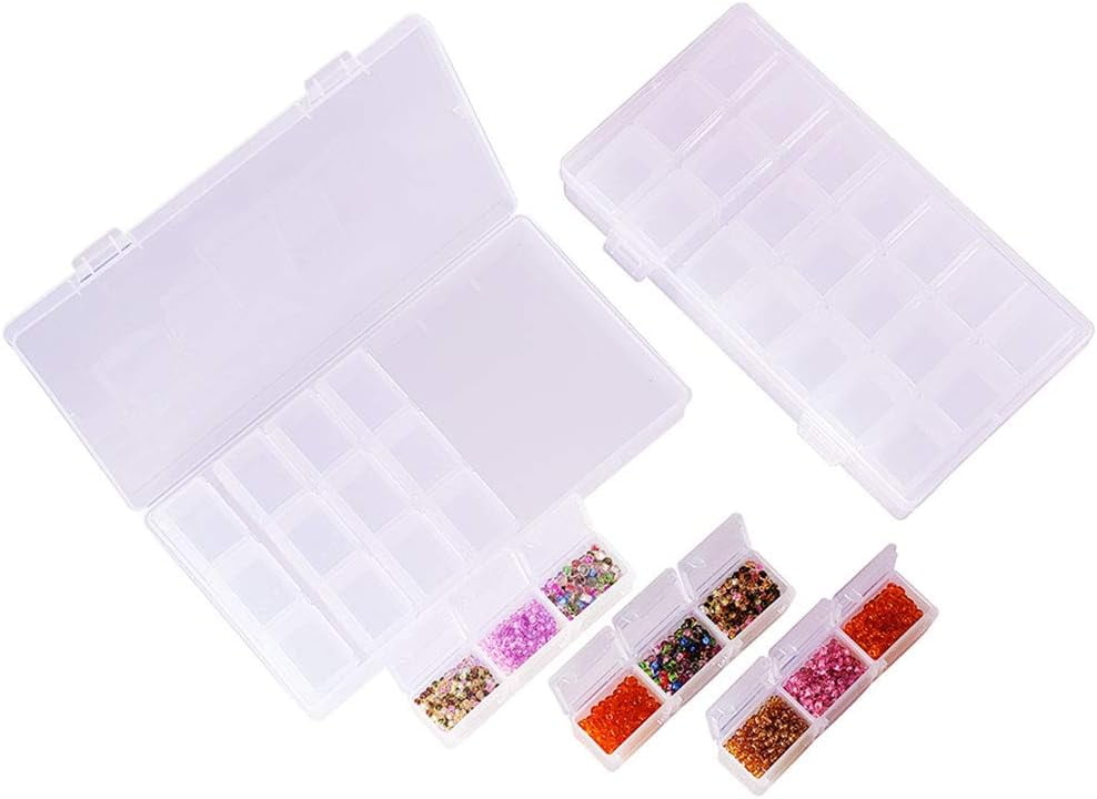 3 Pack 21 Grids Diamond Painting Boxes Diamond Painting Rhinestone Accessory Storage Cases Divider Box Organizer - 8x4.3x1.4 inch for DIY