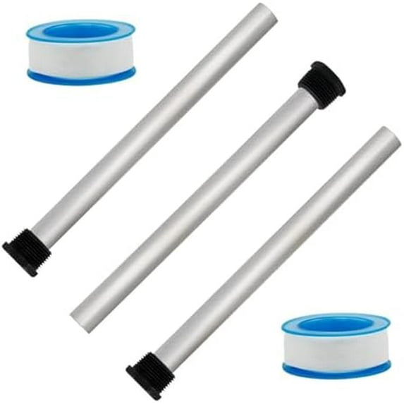 3-Pack 232767 RV Water Heater Anode Rod 9.25" x 3/4" NPT Magnesium Anode Rod Compatible With Suburban & Mor-Flo RV Water Heater with 2 Seal Teflon Tapes