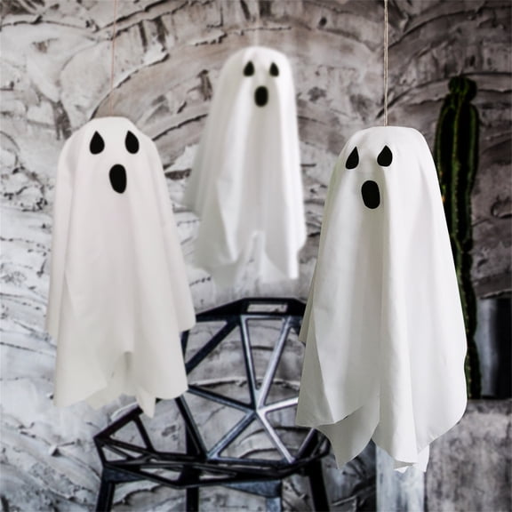 3 Pack 24'' Halloween Hanging Ghosts Decorations Outdoor Indoor, Cute Flying Ghost Decorations for Front Yard Patio Lawn Garden Party Dcor and Holiday Decorations Hanging Ghosts Halloween Decor