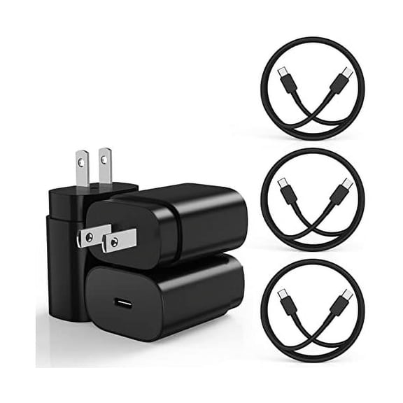 3 Pack 25W PD USB C Wall Charger Kit, Super Fast Charging Block & 6ft Android Phone Charger Cable for Samsung Galaxy S23 S22 S21 S20 Plus Ultra, Note 20 10 9 8/ S10 S9 S8 Pixel 6 5 4 Pro XL