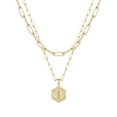 (3Pack)26 initial Hexagon Necklace Chain Necklace for Women Necklaces