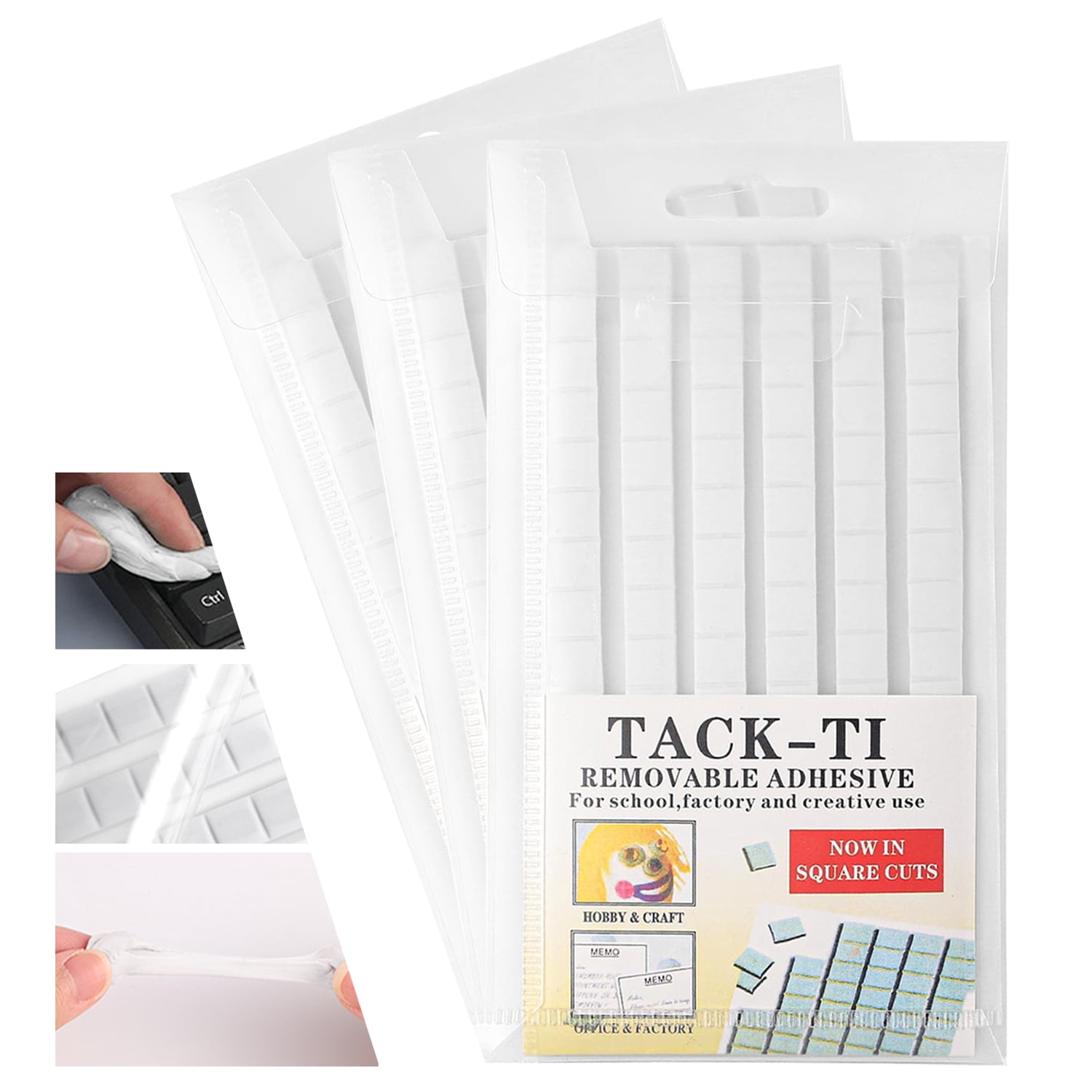 Sticky Tact 3 Pack 288 Pcs White Sticky Tack, Removable Adhesive Poster Putty ...