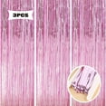 thumbnail image 1 of 3 Pack 3.28 x 6.56 ft Pink Foil Fringe Backdrop Curtain, Streamer Backdrop Curtains, Birthday Wedding Holiday Celebration Graduation Bachelorette Pink Party Backdrop Decorations, 1 of 8
