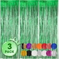 thumbnail image 1 of 3 Pack 3.3 ft x 9.9 ft Green Tinsel Curtain Party Backdrop Decorations, Metallic Foil Fringe Backdrop Door for Bachelorette Party Decorations,Black Streamers,Green Birthday Backdrop, 1 of 8