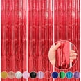 thumbnail image 1 of 3 Pack 3.3 x 9.8 ft Red Foil Fringe Glitter Curtains Party Decorations, Tinsel Backdrop for Parties, Door Streamers for Birthday, Photo Booth Backdrops, Party Decor, 1 of 7