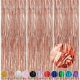 thumbnail image 1 of 3 Pack 3.3x6.6 Feet Rose Gold Foil Fringe Backdrop Curtains, Tinsel Streamers Birthday Party Decorations, Fringe Backdrop for 2025 New Years Eve, Graduation, Baby Shower, Gender Reveal, 1 of 7