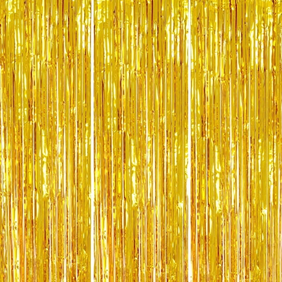 3 Pack 3.3x9.9 Ft Gold Foil Fringe Backdrop Curtains, Tinsel Streamers, Fringe Backdrop for New Years Eve, Graduation, Birthday, Baby Shower, Disco Party
