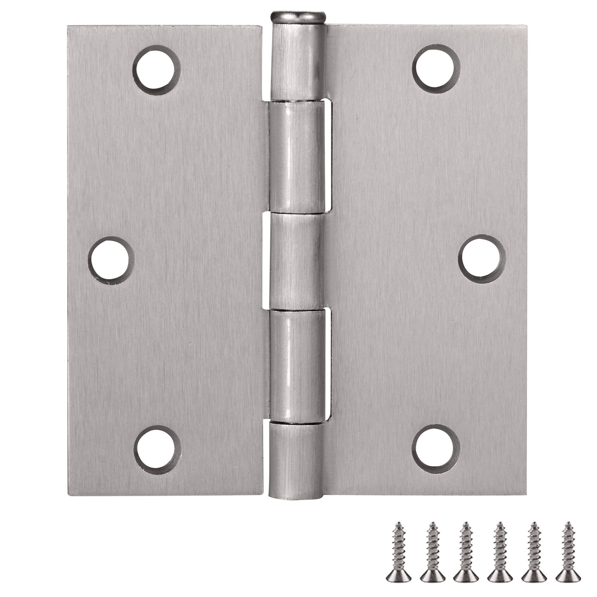 Brushed Nickel 3.5 Inch Square Corner Door Hinges - 3 Pack