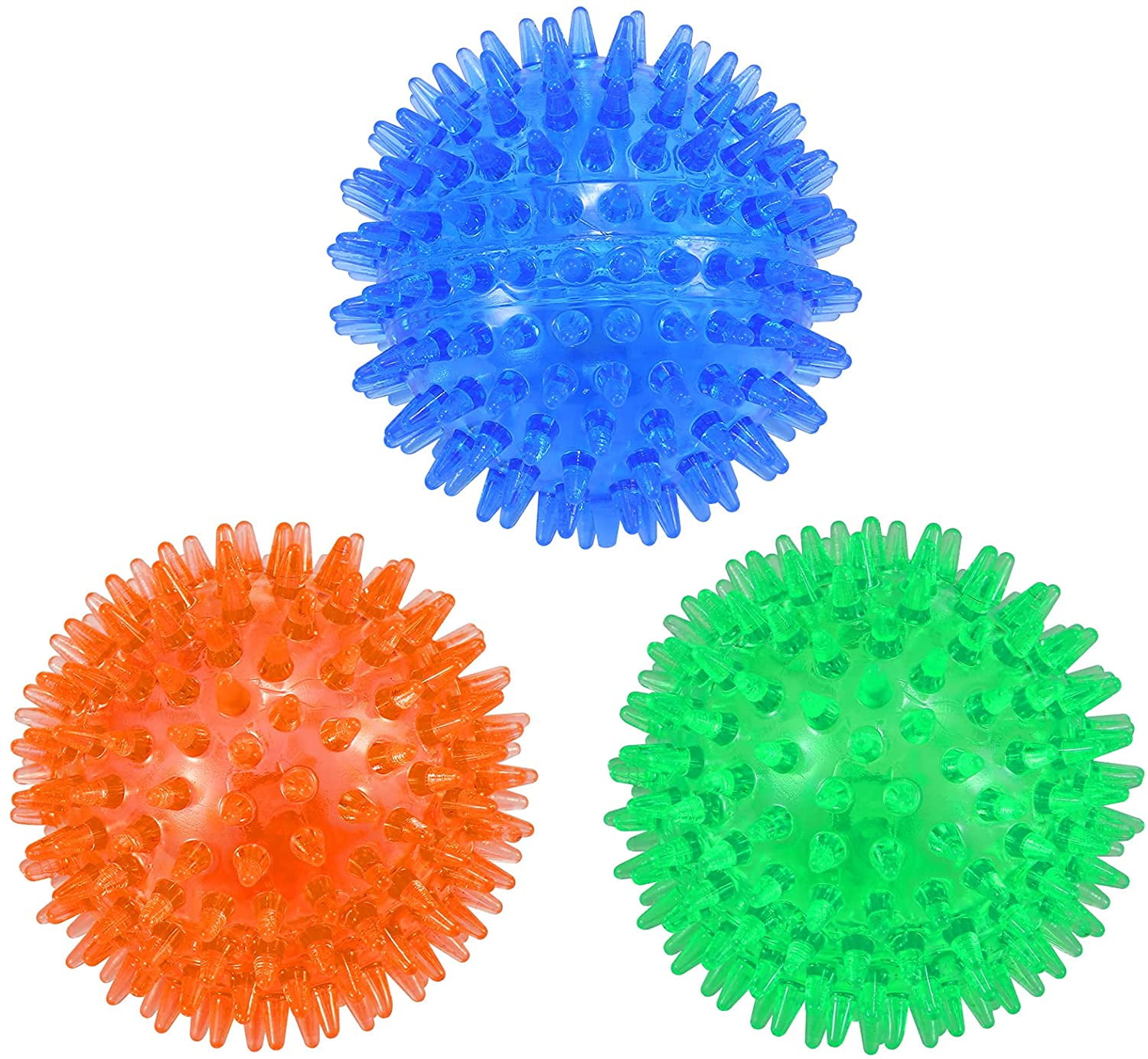 3-Pack 3.5” Squeaky Dog Toy Balls, Floating Dog Pool Balls, Spiky Dogs Balls Water Toys, Durable Interactive Fetch Toys for Puppy, Dog Chew Toys for Teething (3.5", Medium/Large Dog)