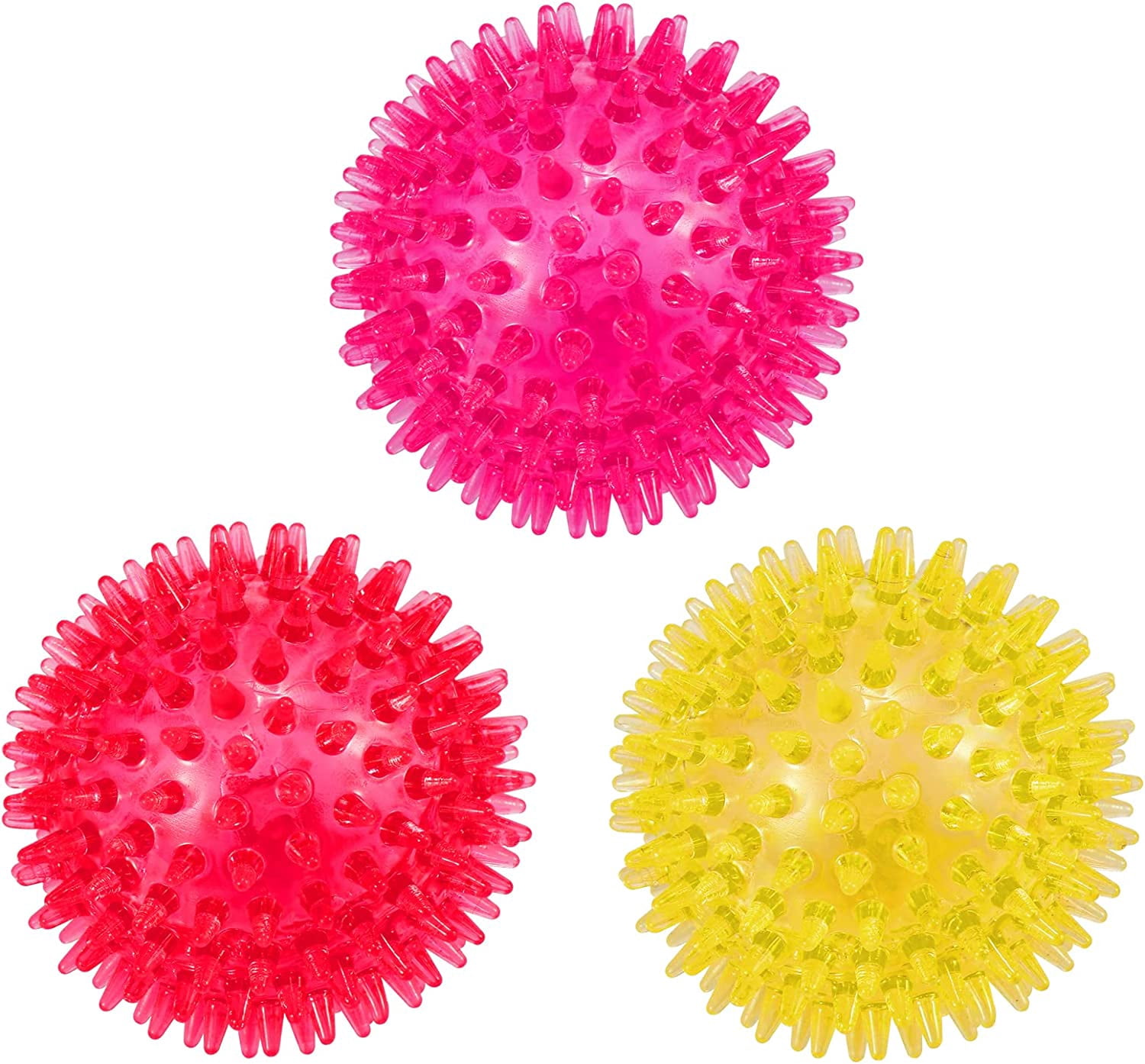 3-Pack 3.5” Squeaky Dog Toy Balls, Floating Dogs Pool Balls, Dog Spiky Balls, Interactive Fetch Toys for Puppy, Dog Chew Toys - Safe, BPA Free
