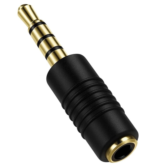 3 Pack 3.5 mm Audio Adapter, TRRS Male to TRS Female Gold-Plated Stereo Converter Plug for Headphones, Microphones, Speakers, Laptop, Tablet, Phone, PC Black Compact Connector